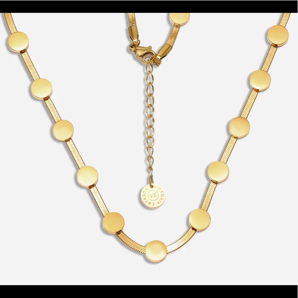Nwt Victoria Emerson “Dana” necklace with circle on herringbone chain - Picture 2 of 5